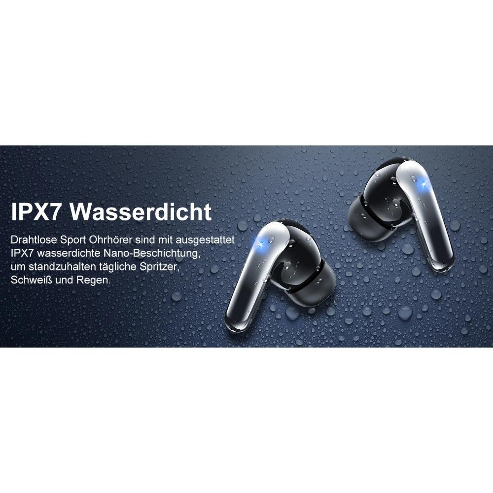 Bluetooth 5.3 Wireless Earbuds ENC Noise Cancelling Mic 50H Playtime Deep Bass Stereo Sound IP7 Waterproof LED Display Mini In-E