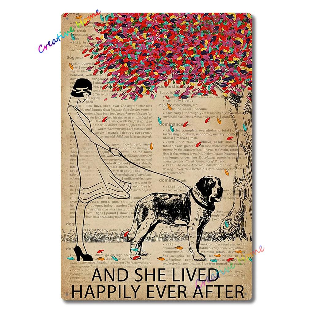 Metal Tin Sign Wall Decor St. Bernard Dog Bubble Bath Record Coffee Hanging Plaque Aluminum Signage Posters 8x12 Inch