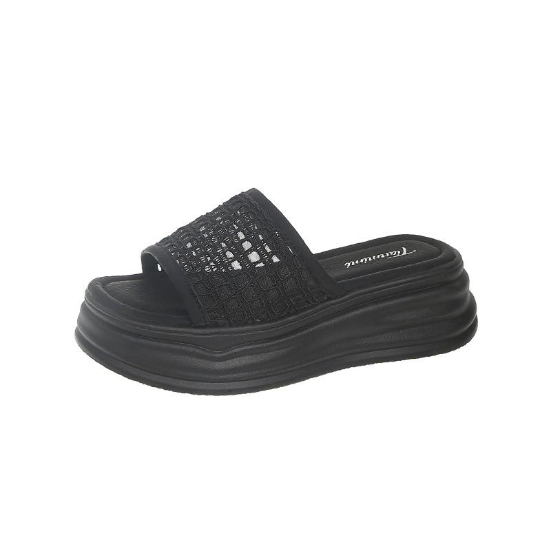 Sommar nya platåskor rund tå enfärgad ihåliga tofflor temperament pendling mode havsstrand utomhus tofflor kvinnor