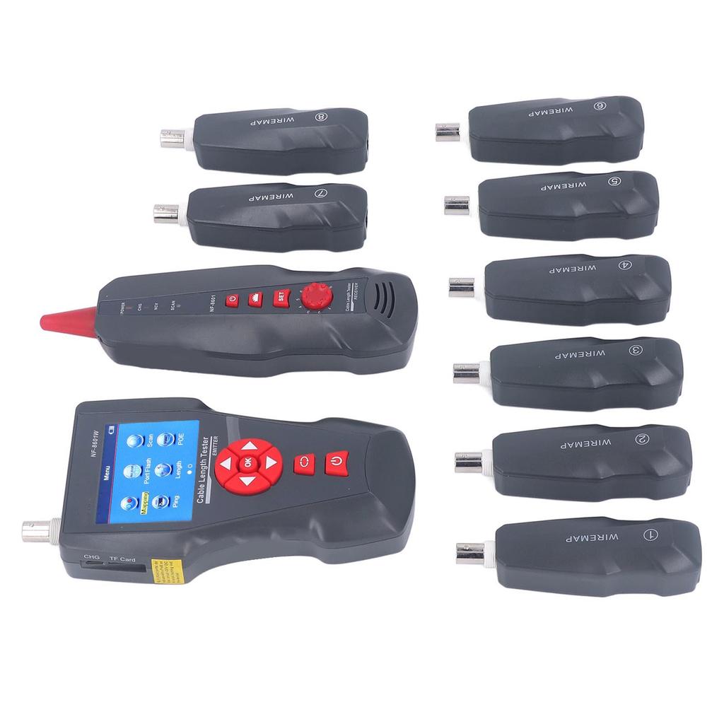 Network Wire Finder with 8 Adapters Cable Length POE Tester LCD Screen Break Point Checker