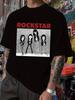 Rockstar Graphic T-shirt - Black Hip-Hop Band Design with Cartoon Band Members
