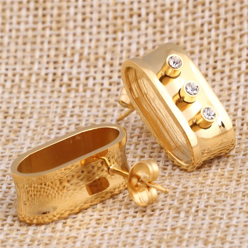 Wild New Gold Inlaid Zircon Titanium Steel Earrings Female Crystal from Austrian Fasion Jewelry Fit Women For Party