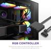 NZXT F120 RGB CORE TRIPLE PACK RGB Lighting Controller PC Case Fan FN1923 & [Black] RF-C12TF-B1