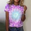 3D Printed Color Rotating Pattern T-shirts Summer Retro Loose Round Neck Short Sleeved Women's T-shirts