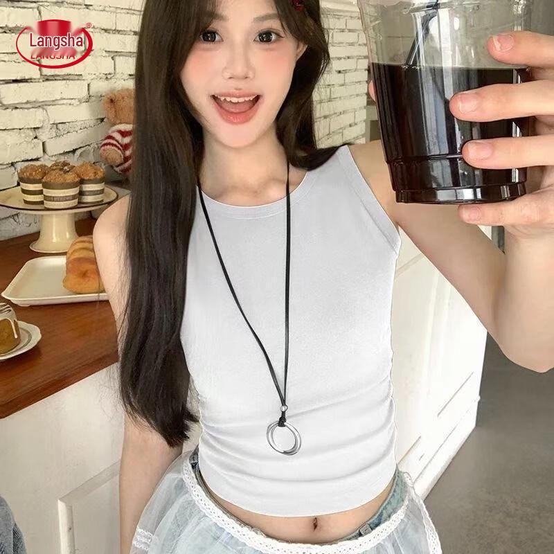Langsha Women s Slim Fit Round Neck Camisole Tank Top L