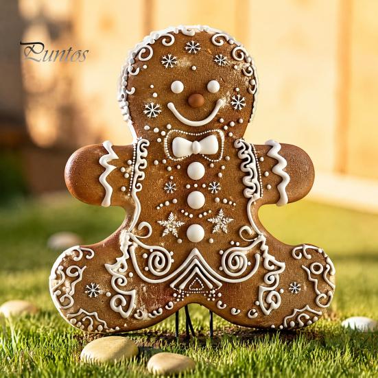 Christmas Outdoor Yard Decoration Gingerbread Man Garden Stake, Acrylic Cute Holiday Lawn Art 2D Flat for Patio Decor Durable Stake
