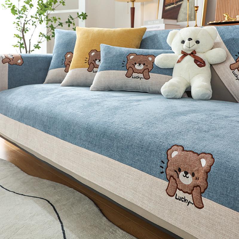 Chenille Sofa Cushion Four Seasons Universal Simple Modern Cartoon Non-Slip Seat Mat All-Inclusive Sofa Cover Blanket Cover Towel