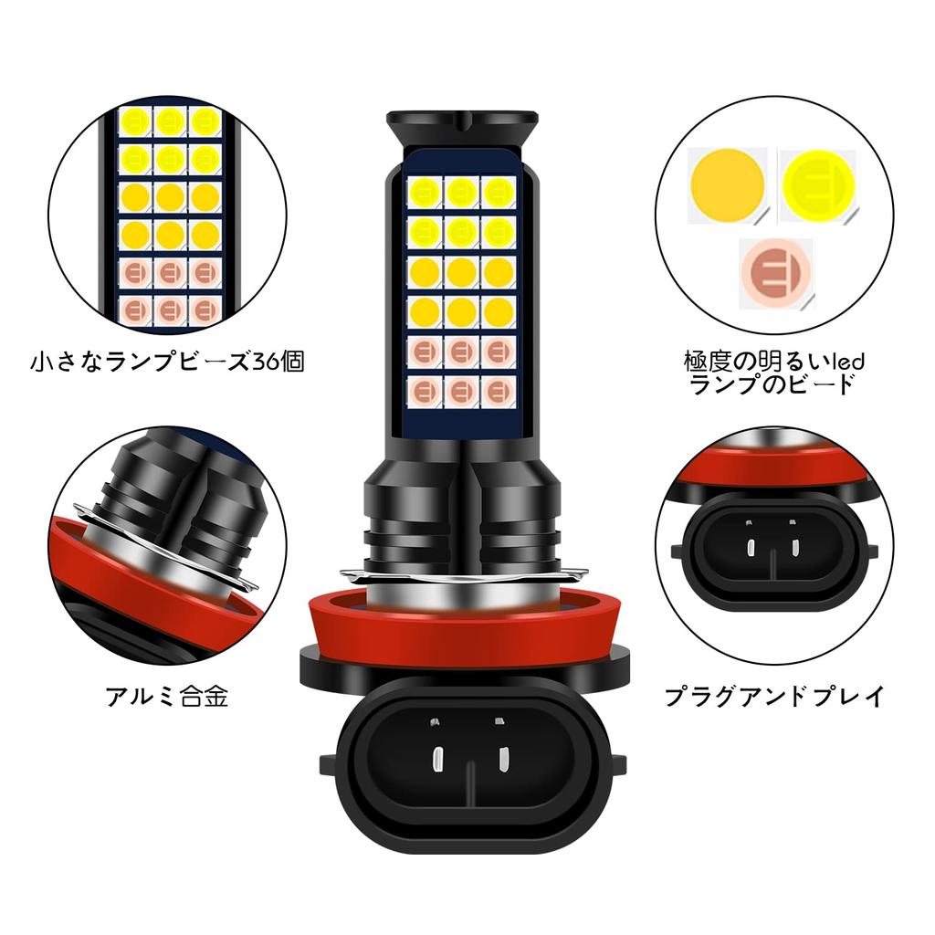 KaiDengZhe Umschaltbares LED Nebel Pure 36 Universal für Auto Einfach von 3-Farben Lichtern, H8/H11/H16, Weiß/Gelb/Lila, SMD, 3000LM, Dimmbar, Warm/Lila,