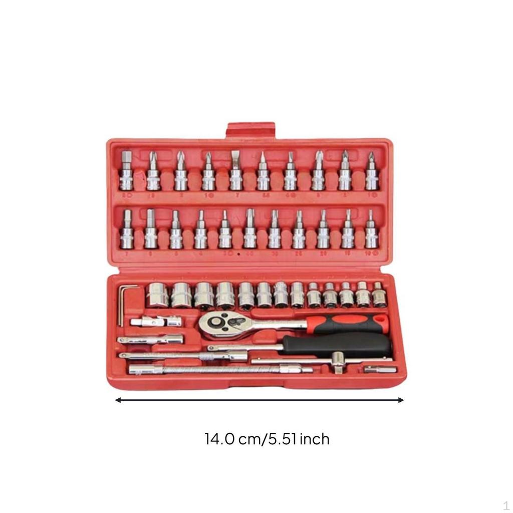 Socket Wrench Set, 10Piece, Extension Bar, Storage Case, Automotive Repair Silver 10pcs 821mm A