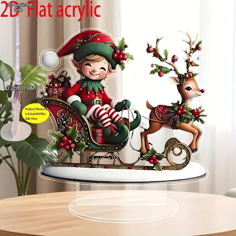 2D Flat Bohemian Christmas Elf Reindeer Desktop Decoration, Snowman, Gnome & Holiday Motifs, Suitable for wall decoration, porch, room, villa, accents