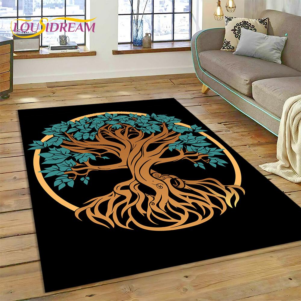 3D Strom života Příroda Viking Yggdrasil Severský Koberec pro Obývací pokoj Ložnice Dekorace, Protiskluzová Dekorace na Pohovku Rohožka Dárek
