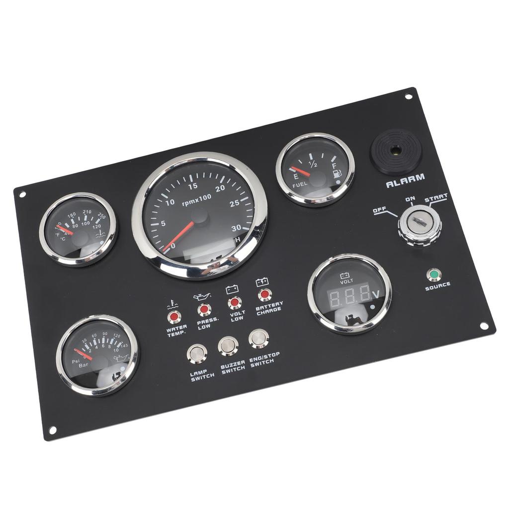 85mm Instrument Panel Gauge Set 24V 0 to 3000RPM Water Temperature Oil   Oil Pressure with Key for Boat Yacht