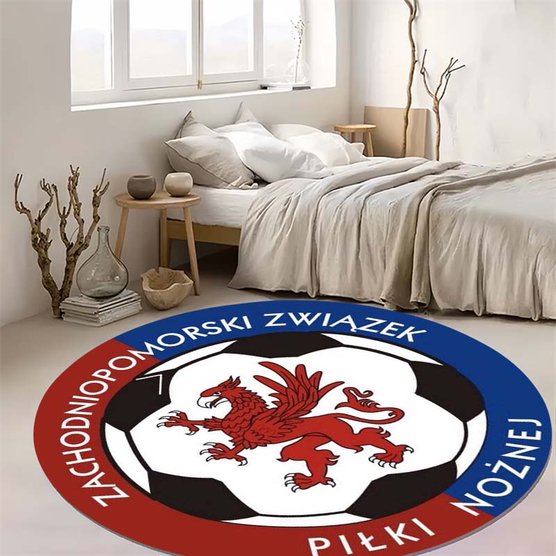 Zachodniopomorski Football Association Red Griffin Circular Area Rug Polish Soccer Round Floor Carpet Gaming Chair Living Room Bedroom Home Decor Mat