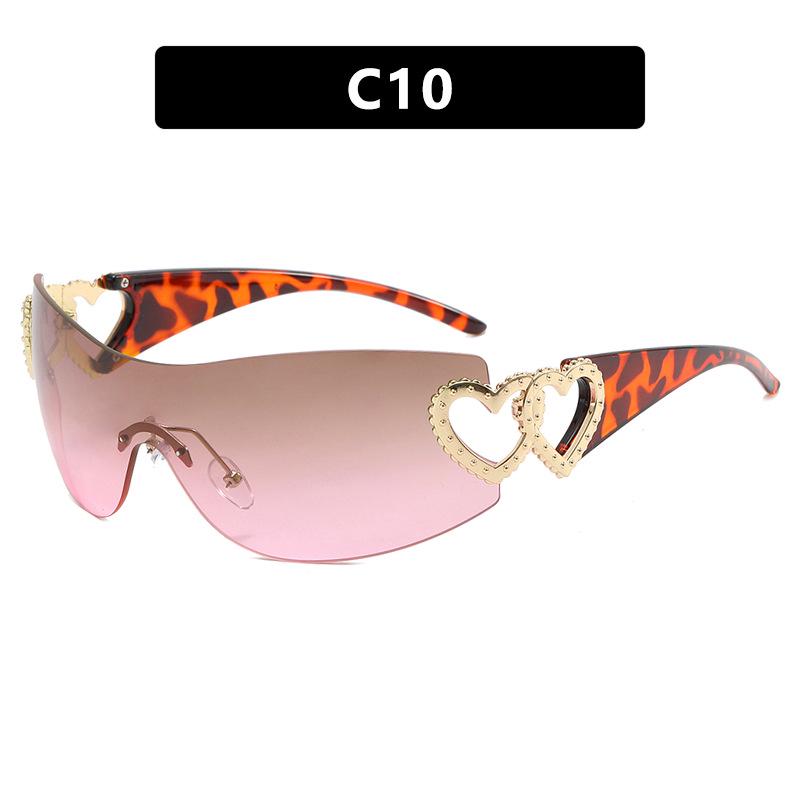 Love Heart One-Piece Sunglasses 2023 - Trendy Y2K European & American Style INS Celebrity Sunglasses