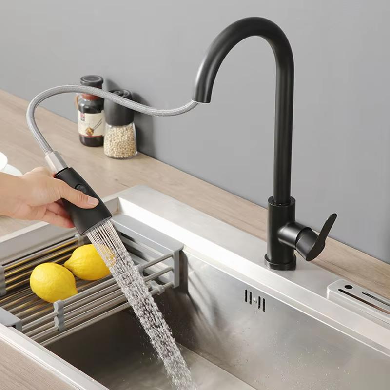 

Kitchen Pull-Out Faucet Stainless Steel Body Cold And Hot Sink Multifunctional Home Use Faucet for Washing Basin And Dishwashing G1/2