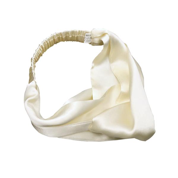 100% Mulberry Silk Headbands for Women Vintage Cross Elastic Head Wrap Hair Accessories 16 Momme