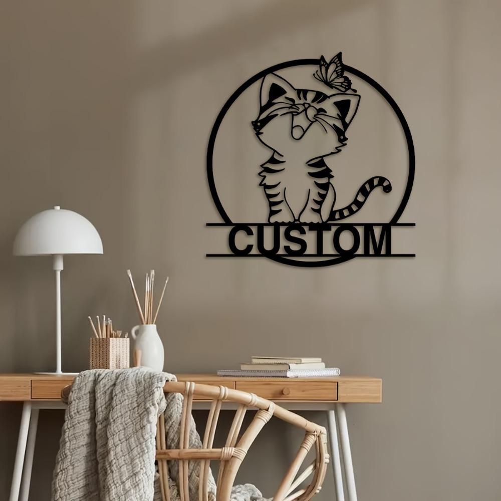 Personalized Metal Wall Art Custom Pet Sign Rustic Home Decor Cat Lover Gift Indoor Outdoor