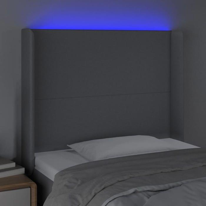 VidaXL Tête de Lit à LED Meuble de Chambre à Coucher Accessoire de Lit Simple Tête de Cadre de Lit Intérieur Gris Clair 3123758