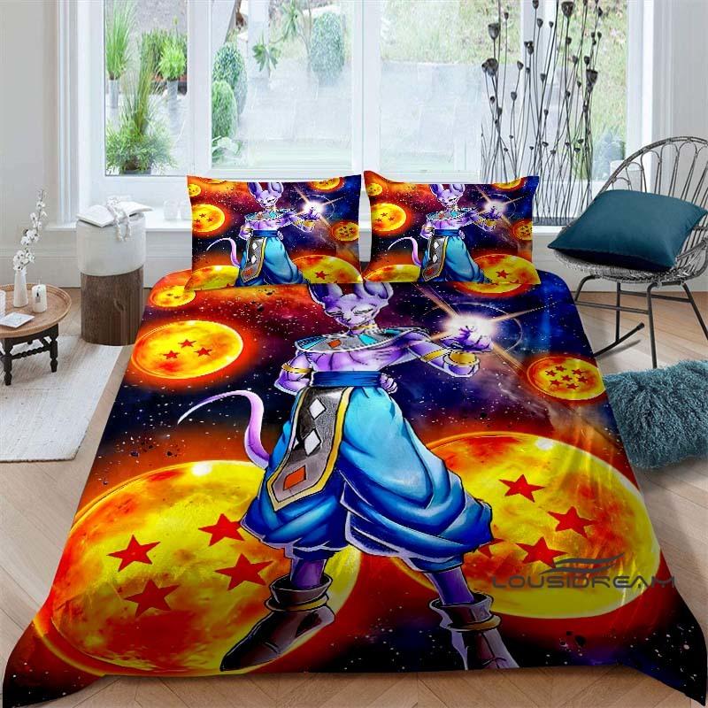Cartoon/Anime Son Goku Dragon Ball Themed Printed Bedding Set: This Soft and Comfortable Set Includes a Duvet Cover and Pillowca