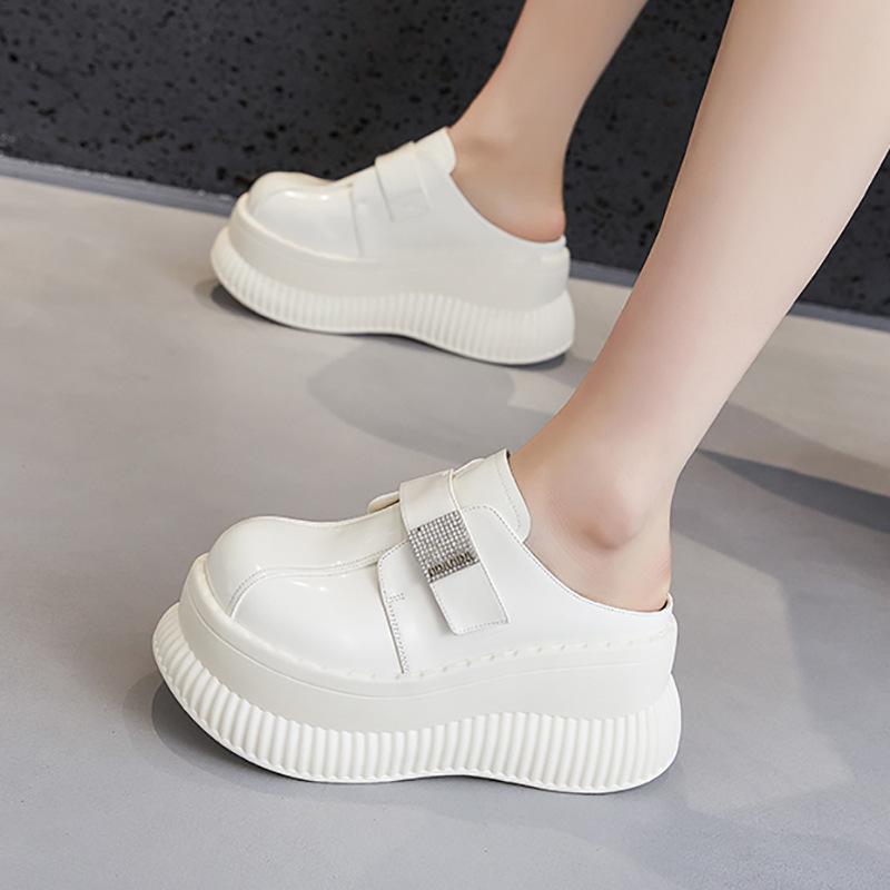 Platform sandals women's 2025 summer new muffin outer wear bag head half slippers increase height fashionable versatile cool slippers