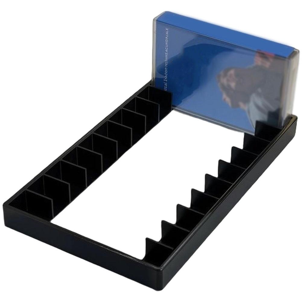 Black Plastic Cassette Tape Holder Box with Magnetic Closure Large Capacity Compact Organizer Stores Up To 10 Tapes