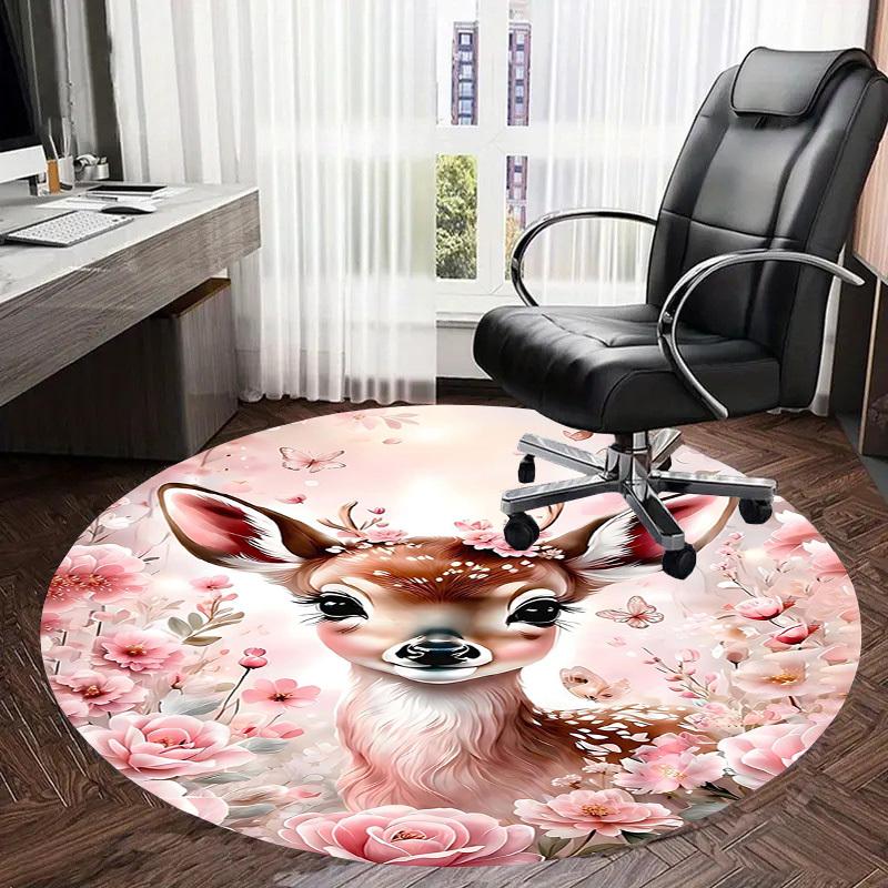 1PC Deer Non-Slip Floor Round carpet, Office, family, bedroom, Large Area Rug Indoor Rugs,  Durable PolyesterH0364