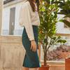 PINBLACK Satin H-Line Skirt Green