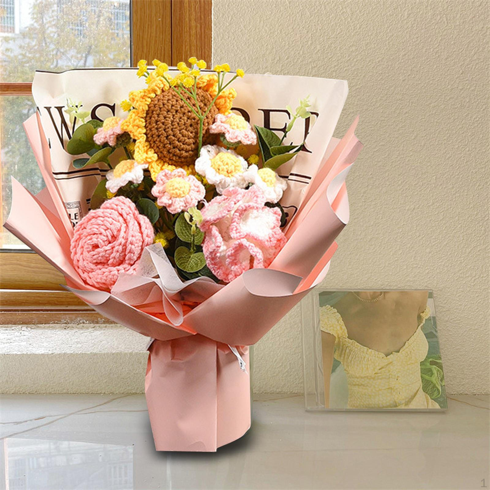 

Already Made Crochet Flower Bouquet, Bulk Knitted Flowers, Valentine s Day Gift, Creative Woven