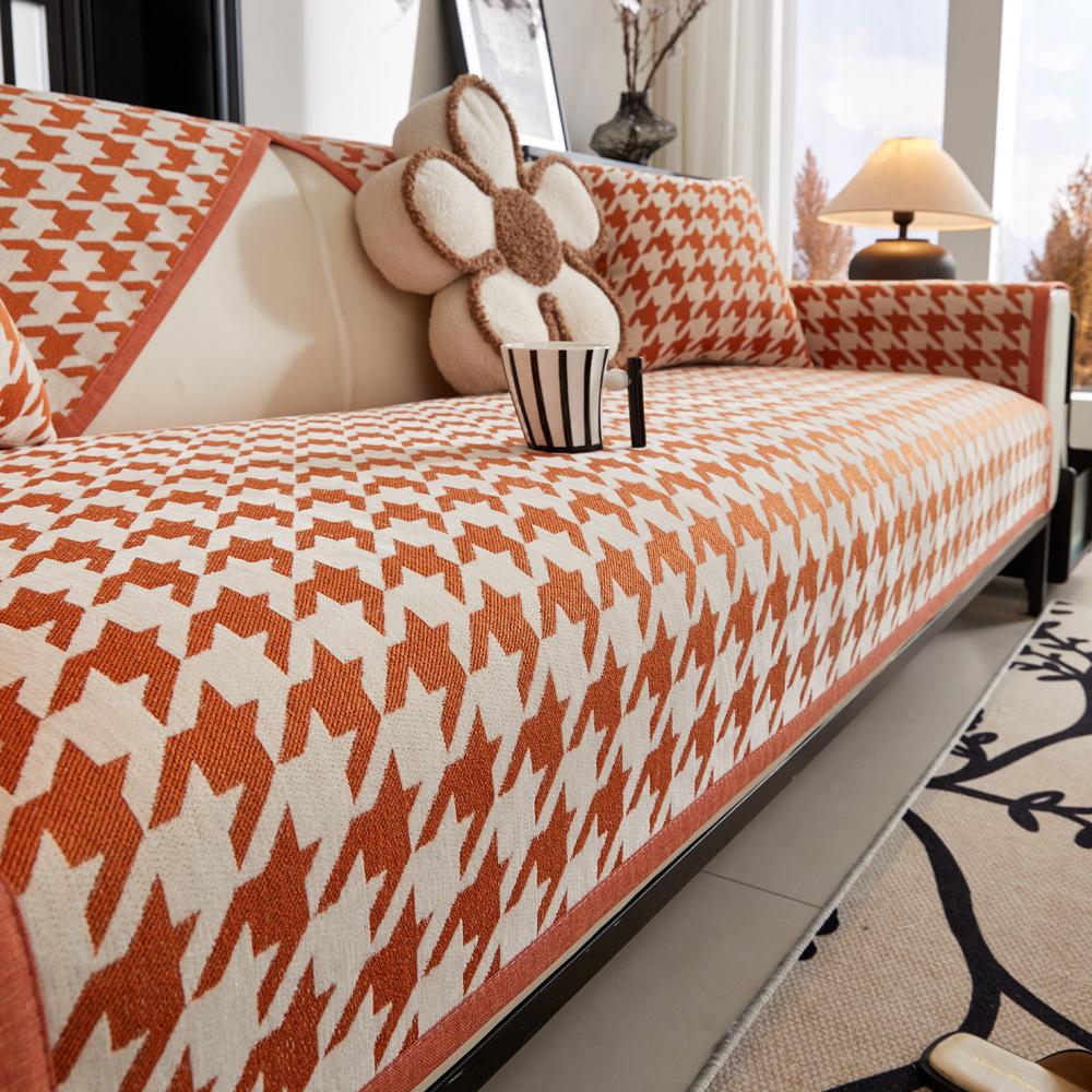 Houndstooth Nordic High Sense Chenille Sofa Cushion Four Seasons Universal Seat Cushions Non-Slip Leather Sofa Cover Cover Cloth