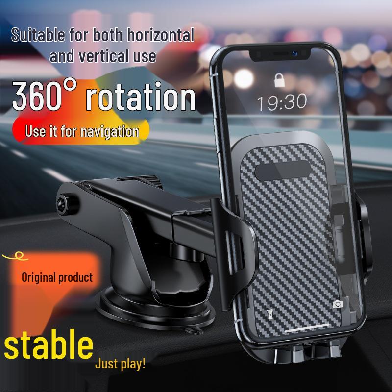 Carbon Fiber Car Phone Holder with Suction Cup & Air Vent Mount for Navigation