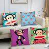 Cartoon P-Paul Frank Affe Kissenbezug Quadratisches Kissen Schlafzimmer Sofa Freizeit Komfort Kissen Auto Wohnzimmer Heimdekoration 40X40