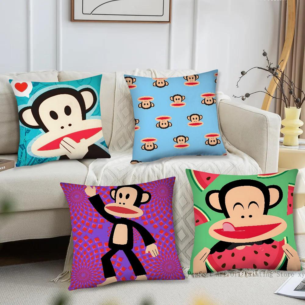 Cartoon P-Paul Frank Monkey Pillow Case Square Pillow Bedroom Sofa Leisure Comfort Cushion Car Living Room Home Decoration 40X40