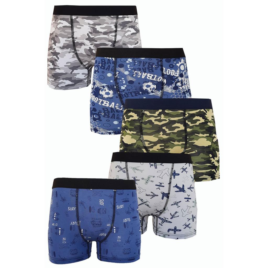 5-teilige gemusterte Boxershorts aus Baumwolle, fröhlich, wirtschaftlich