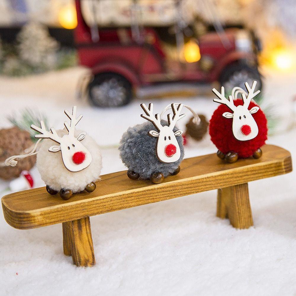Jelen z plsti Dřevěné ozdoby s jelenem Dřevěný závěsný přívěsek s losem Losem Vánoční ozdoby na stromeček Nový rok