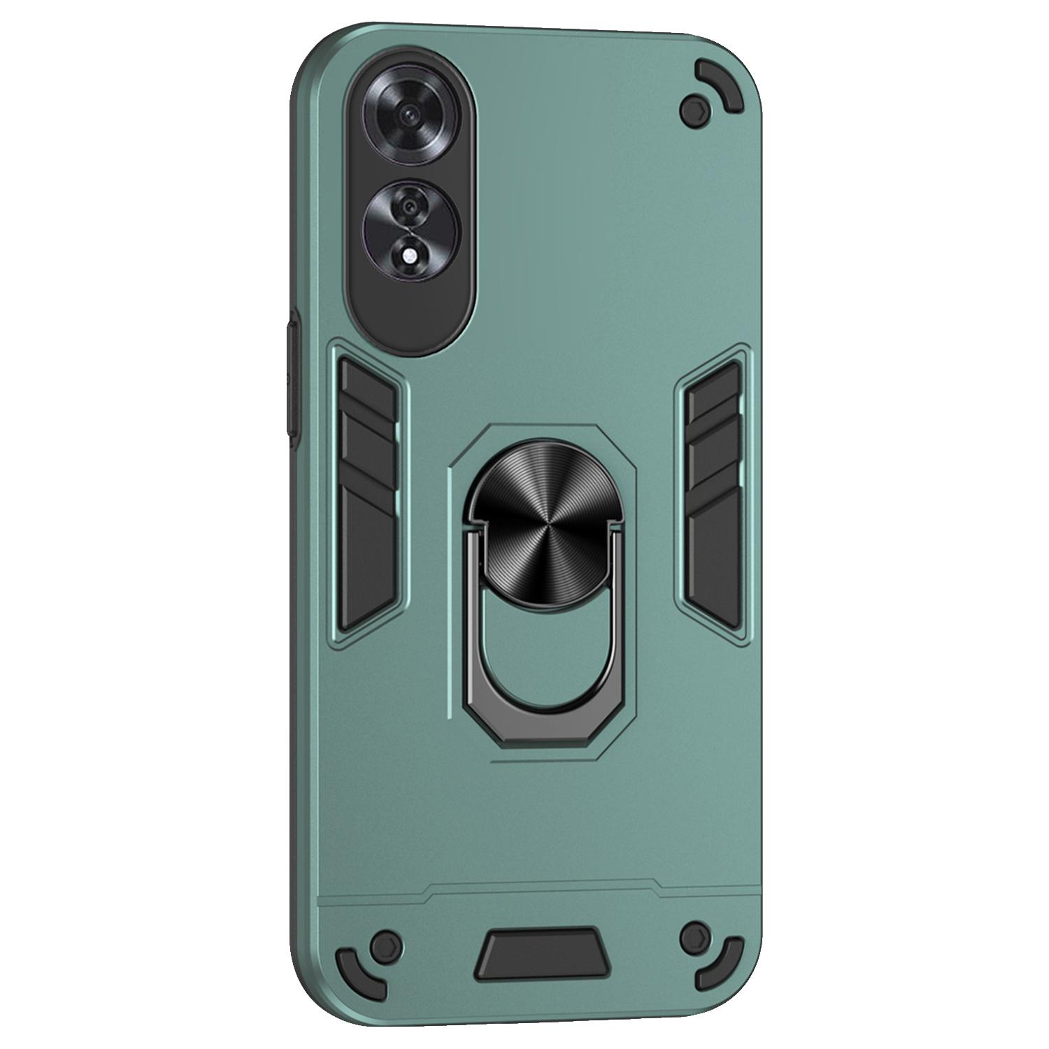 

Для Oppo A60 4G чехол PC+TPU устойчивый к царапинам чехол для телефона с подставкой-кольцом для пальцев Green