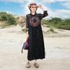 2025 Women's Ethnic Satin Jacquard Embroidered Vest Dress with Stand Collar