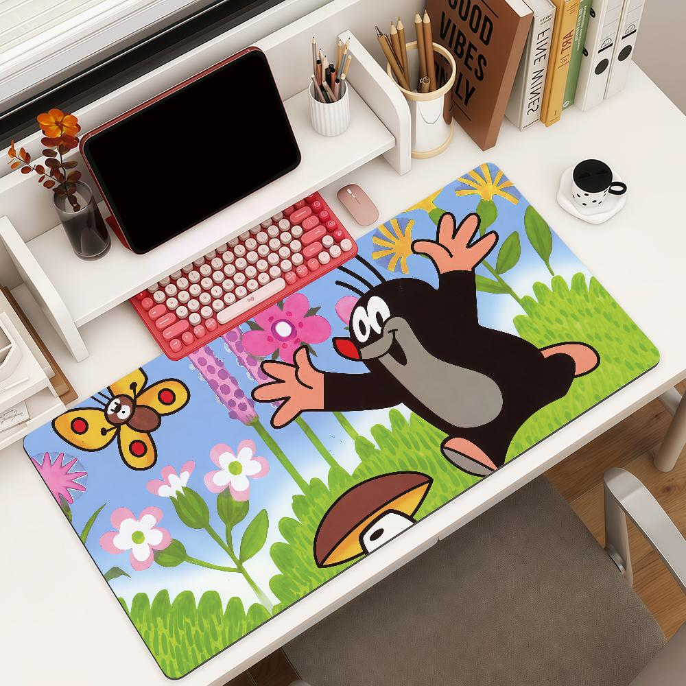 Cartoon The Little Mole Mouse Pad Square Office Gaming Desk Mat Waterproof Non-Slip Rubber Decorative