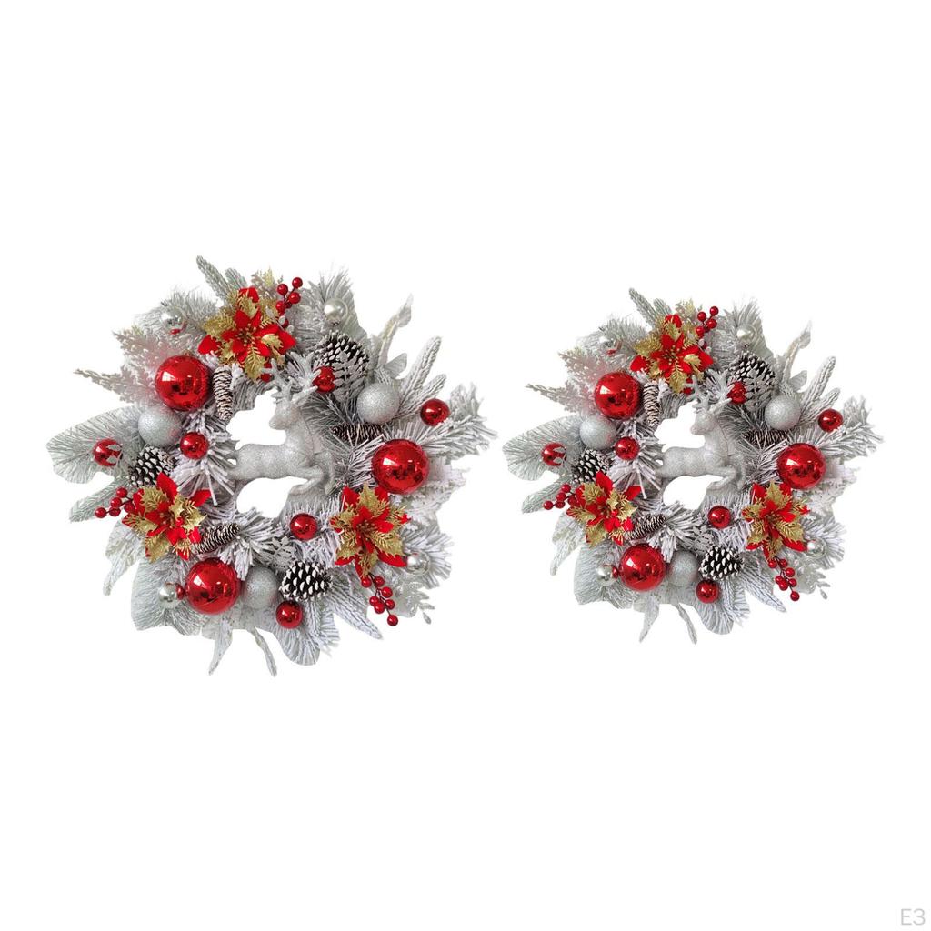 Christmas Reindeer Wreath Artificial Wreaths for Front Door Decorations Wall Xmas Holiday