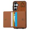 For Samsung Galaxy A55 5G PU Leather Back Case Card Holder Kickstand Phone Cover with Wrist Strap