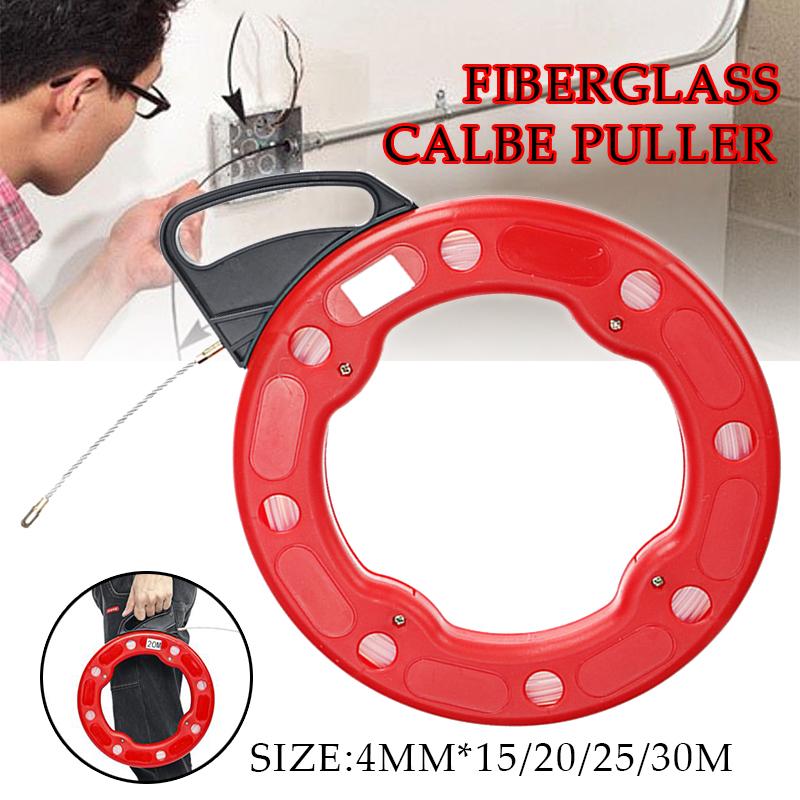 4mm 15/20/25/30m Cable Puller Fish Tape Reel Puller Fiberglass Nylon Conduit Ducting Rodder Pulling Wire Cable Fishing Tool