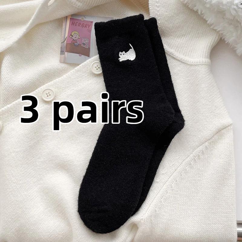 Autumn Winter Home Fluffy Socks Thickened Plush Warm Cute Cat Cozy Hairy Mink Velvet Floor Socks Soft Sleeping Socks