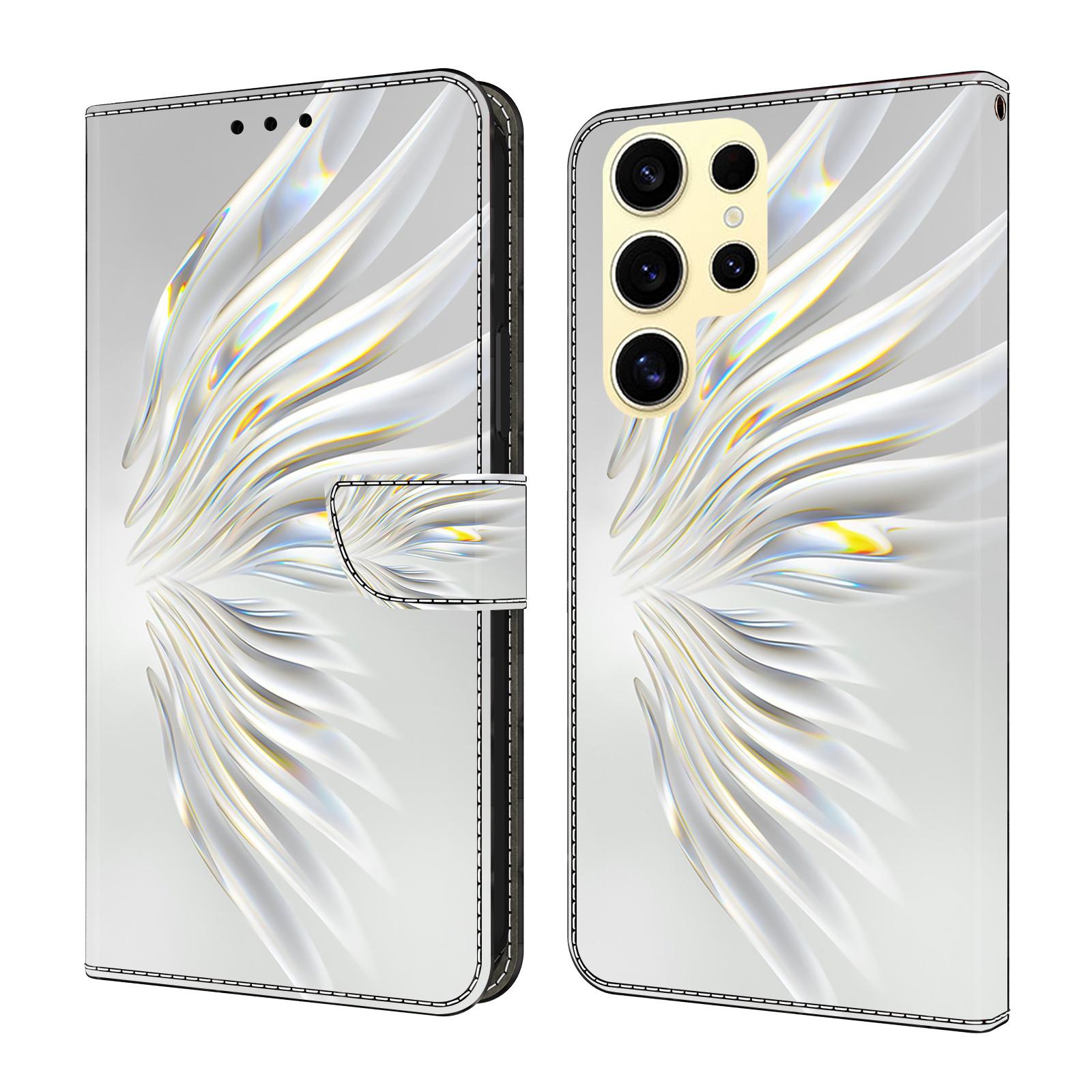 

For Samsung Galaxy S25 Ultra Wallet Case Pattern Printing Stand Leather Flip Phone Cover Crystal Wings