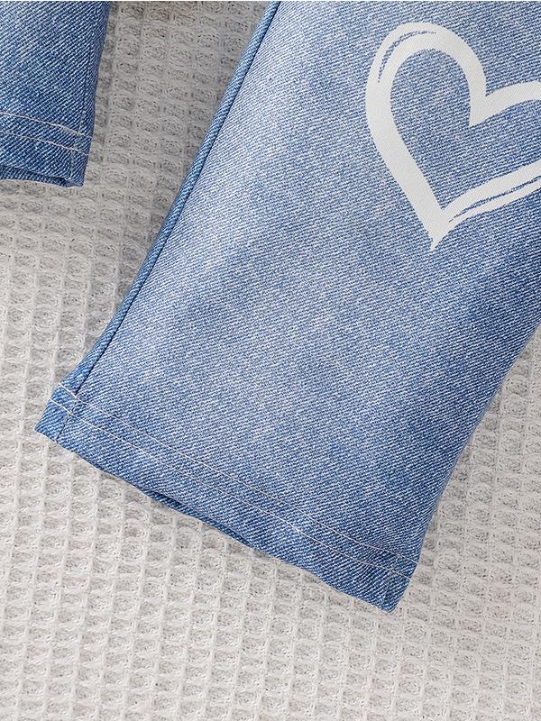 2025 Girls' Denim Vest & Pants Autumn Set