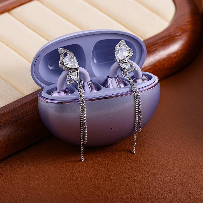 General Butterfly Tassel Rhinestones Ear Clips Accessories For Daily Use