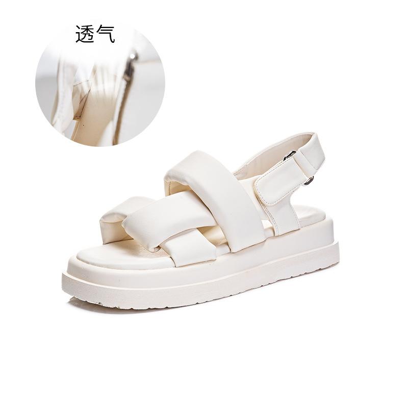 Flat-soled Sandals Women's 2025 Summer New Women's Cross-strap Xiaoxiangfeng Women's Shoes Casual Velcro Cool Slippers Women