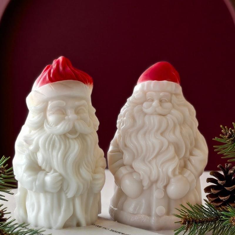 Santa Candle Mold,Christmas Candle Silicone Mold for Candle Making,Diys Resin Crafts Mold Aromatherapys Candle Mould Gift
