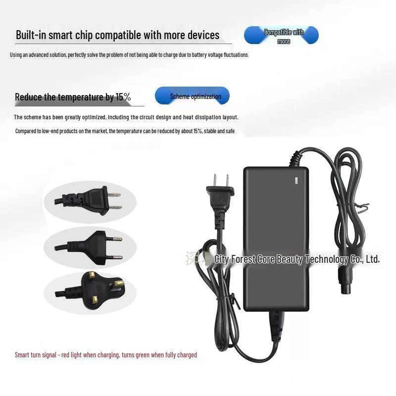 42V 2A Two-Wheel Electric Scooter Charger for 36V Lithium Battery, Smart Fast Charging