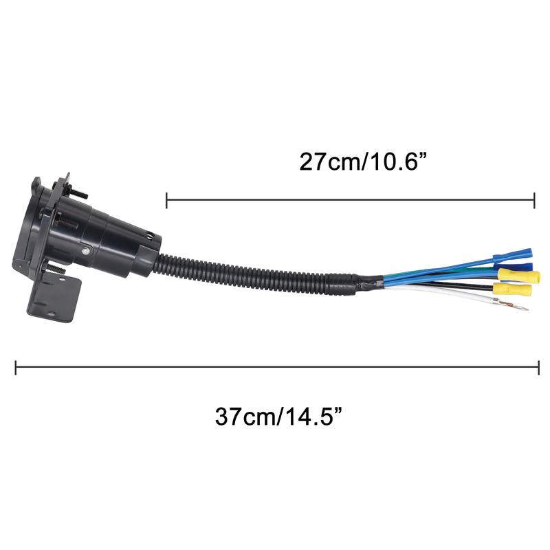 7-Way RV Blade Trailer Tow Towing Connector 7 Pin Socket Wiring Harness Mounting Bracket Vehicle Side Factory 7 Way Plug Cover