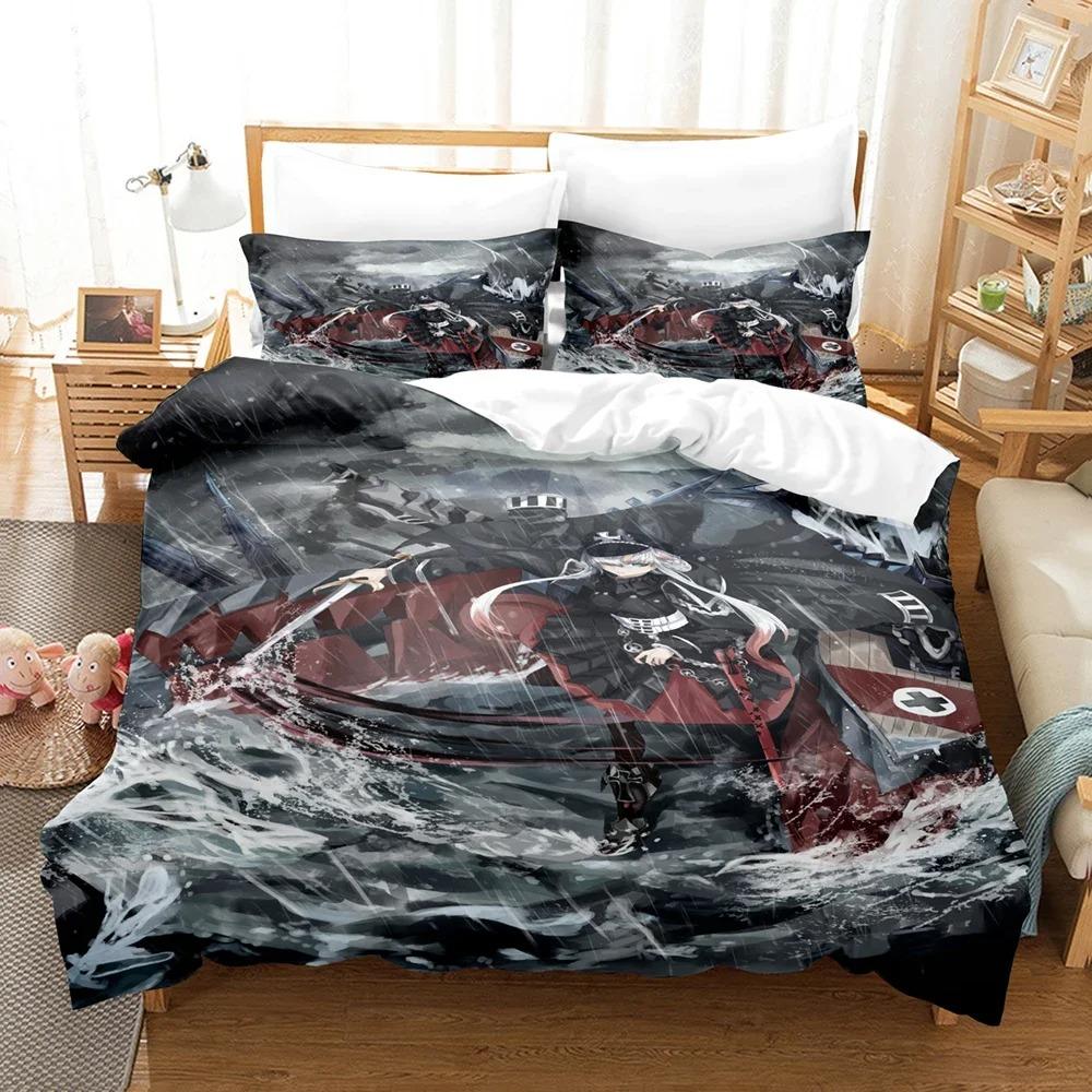 3D Print Azur Lane Bedding Set,Duvet Cover Comforter Bed Set Quilt Cover Pillowcase,King Queen Twin Size Boys Girls Adultse