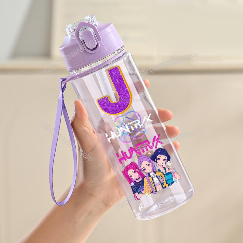 900ml KPop Łowcy Demonów List Butelka na Wodę Rumi Mira Zoey Dziewczęca Szkolna Kubek na Napoje Duża Pojemność Dziecięca Sportowa Outdoorowa Butelka ze Słomką